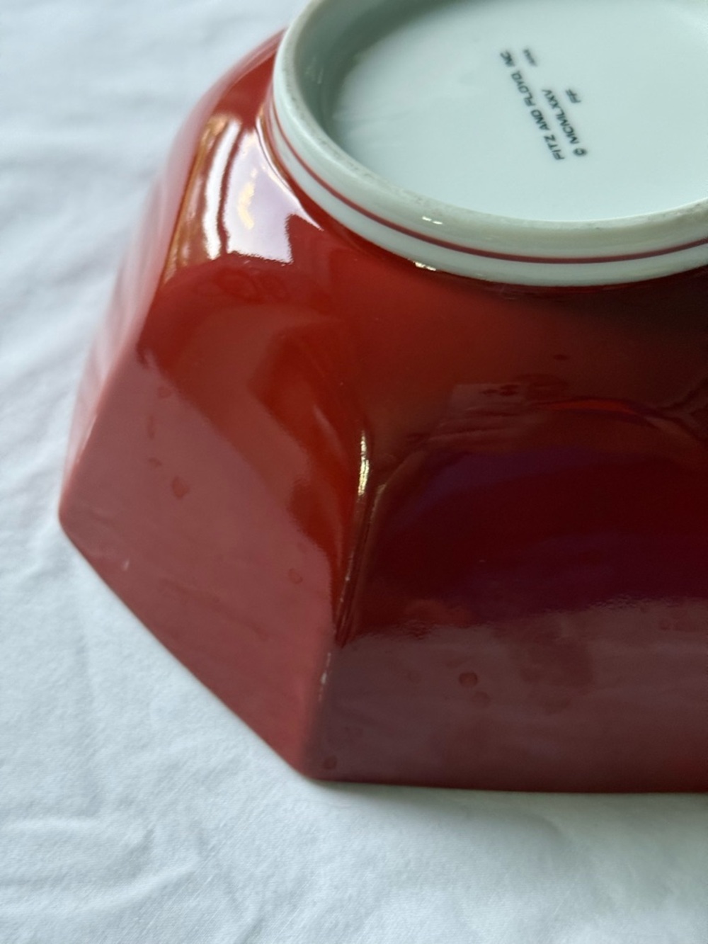 Fitz & Floyd Vintage Red Octagon Bowl 1985 Japan - Picture 16 of 16